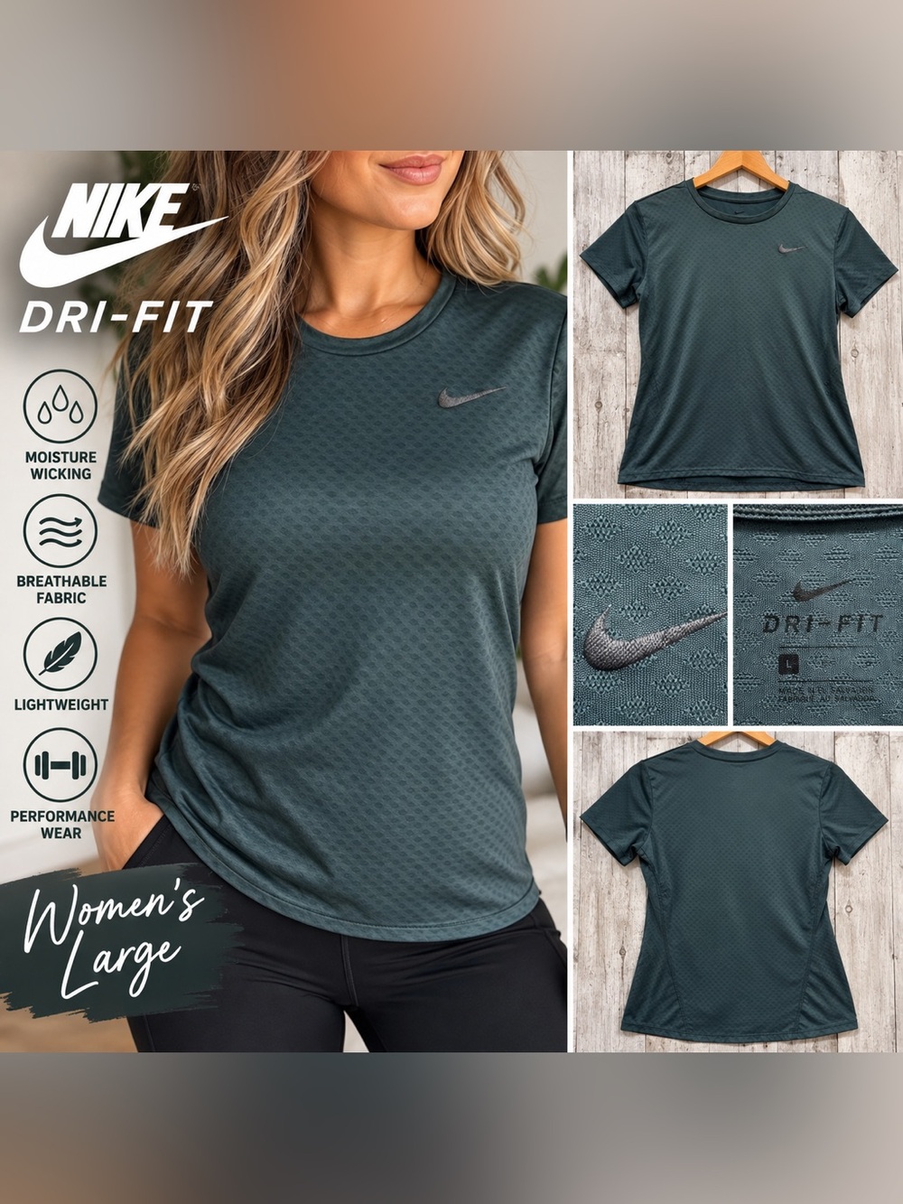 Nike Dri-FIT Women’s Large Textured Athletic Performance T-Shirt